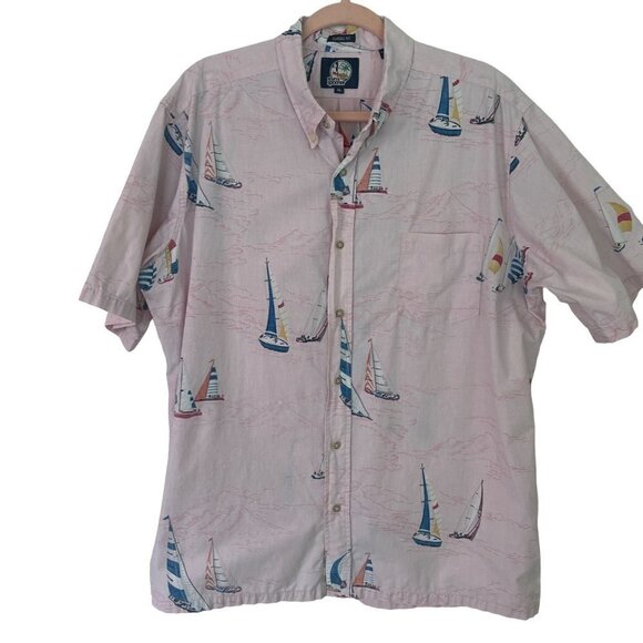 Reyn Spooner Mens Shirt Pink Size XL Button Front Sailboat Print Pure Cotton - Picture 10 of 11